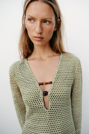 Robe mini au crochet à détail métallique