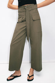 Pantalon paperbag cargo avec ceinture