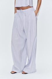 Pantalon large en lin à pinces