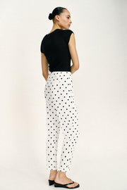 Pantalon taille haute à pois