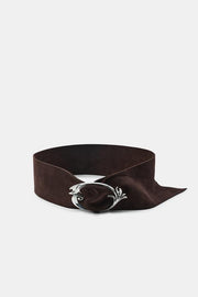 Ceinture 100 % cuir suédé à boucle organique
