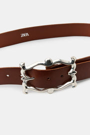 Ceinture 100 % cuir à boucle organique