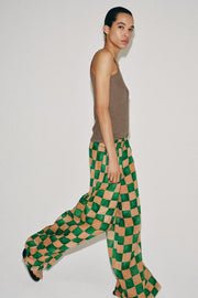 Pantalon palazzo en ramie à carreaux ZW Collection