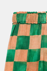 Pantalon palazzo en ramie à carreaux ZW Collection