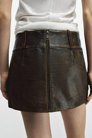 Jupe courte 100 % cuir ZW Collection Édition limitée