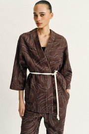 Veste kimono à sequins en fil métallisé