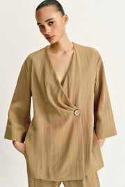 Veste d’ensemble croisée à fentes latérales