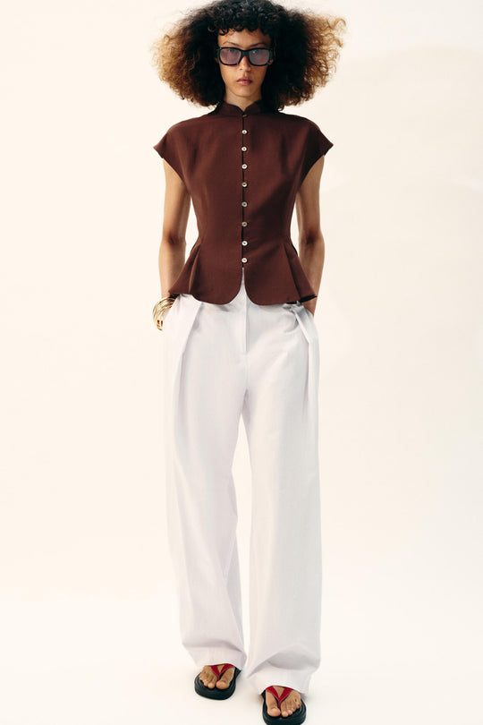 Top peplum à pinces