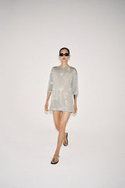 Top oversize en maille à fil métallisé