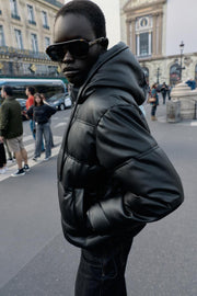 Anorak matelassé effet cuir déperlant coupe-vent