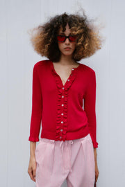 Veste en maille à volants