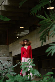 Veste en maille à volants