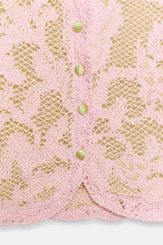 Veste en maille jacquard à manches courtes