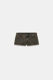 Short mini en denim TRF imprimé animalier