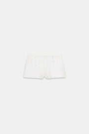 Short en ramie à boutons