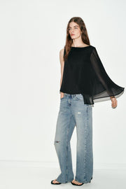 Blouse contrastée effet cape