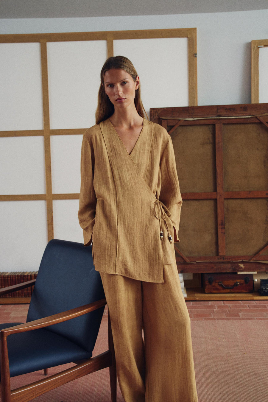 Veste croisée à cordon