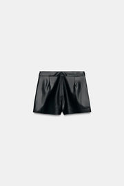 Jupe-culotte croisée effet cuir