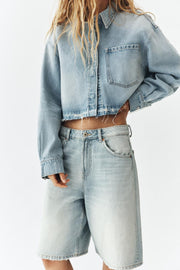 Bermuda baggy en denim TRF taille mi-haute