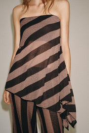 Top texturé bustier à rayures