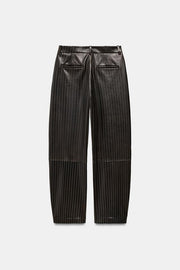 Pantalon en cuir à rayures ZW Collection Édition limitée