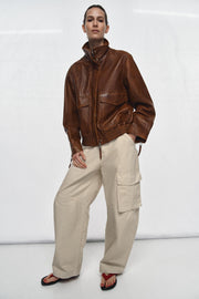 Blouson bomber 100 % cuir ZW Collection Édition limitée