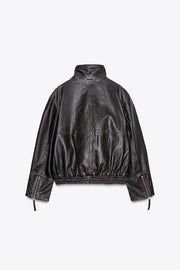 Veste bomber 100 % cuir ZW Collection Édition limitée