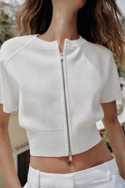 Veste courte en maille à fermeture zippée