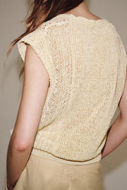Top façon gilet en maille à décolleté en V