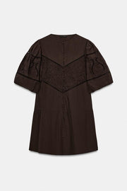 Robe mini en popeline brodée