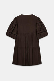 Robe mini en popeline brodée