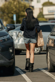 Short mini en denim TRF taille basse