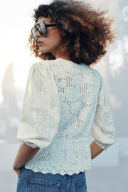 Veste romantique en maille contrastée