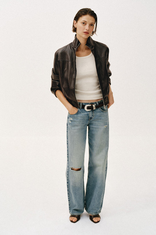 Veste bomber courte effet cuir