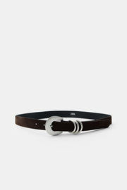 Ceinture 100 % cuir suédé à triple passant
