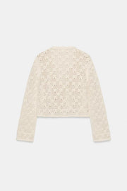 Veste en maille pointelle à fleurs