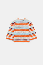 Veste en maille pointelle à rayures