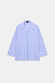 Blouse en lin à détails passepoilés