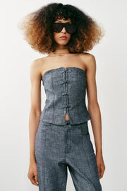 Pantalon mini coupe évasée en lin