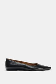 Ballerine en cuir à surpiqûres